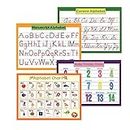 4 Pcs Educational Preschool Charts for Toddlers and Kids | Classroom Bulletin Board Set for Kindergarten - 8.47x11.8in(Cursive、Manuscript Alphabet、Numbers、Alphabet English Version)
