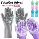 Magic Silicone Rubber Dish Washing Gloves Kitchen Scrubber Cleaning Sponge Tool