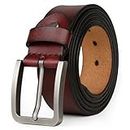 JingHao Belts for Men Genuine Leather Belt for Jeans & Dress Black & Brown Regular Big &Tall Size 28"-64" A18 (8XL 58"-60" Length 155cm, Chocolate)