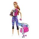 Barbie Bien-être Coffret Sport avec poupée rousse, Figurine Chiot et 9 Accessoires, Jouet pour Enfant, GJG57