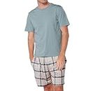 The Essentials Wardrobe Mens TEW Shorty Pyjamas - Light Grey/Cream - Medium