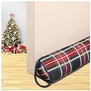 Triangle Under Door Draft Stopper Noise Blocker 30 Inches for Door Bottom Air Seal Insulation and Soundproof, Heavy Duty Weather Guard Snake Stripping, Tartan Check Navy Blue