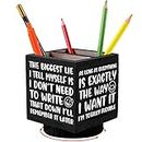 I'll Remember It Later Wooden Pencil Holder Wood Desk Organizer Funny Office Decor Pencil Case Art Supply Storage Box for Home and Office (Black)