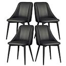 Modern Dining Chair Kitchen Dining Chairs Set of 4,Leather Counter Lounge Living Room Reception Chair with Ergonomic Backrest And Metal Legs (Color : Black)
