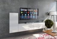 Armadio TV Set di mobili soggiorno moderno galleggiante nero bianco lucido ARMADIO