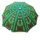 Ravaiyaa - Attitude is everything Floral Embroidered Garden Parasol Outdoor Sun Shade Patio Garden Roof Umbrella 70" Inch (Green)