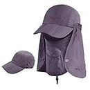 icolor Sun Cap Fishing Hats Summer Outdoor UPF 50+ Sun Protection Travel Beach Hat w/Removable Neck Face Flap Cover for Men Women Girl Dark Gray