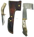 Ken Richardson Western Sportsman Hatchet & Knife Set Stag Handle Leather Sheath