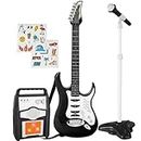 Best Choice Products Kids Electric Musical Guitar Play Set, Toy Guitar Starter Kit Bundle w/ 6 Demo Songs, Whammy Bar, Microphone, Amp, AUX, 2 Sticker Sheets - Black