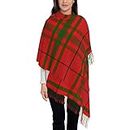 MIZIBAO Large Scarf Plaid Cashmere Feel Shawl Wraps with Tassel Soft Fashion Warm Scarves for Women, Clan Macnab Tartan, One Size