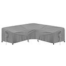 PureFit Outdoor Sectional Sofa Cover Waterproof V Shaped Patio Furniture Covers for Deck, Lawn and Backyard, 100”x100”, Gray