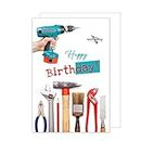 Edition Seidel Premium Geburtstagskarte mit Umschlag. Glückwunschkarte Geburtstag Billet Happy Birthday Mann Handwerker Werkzeug (G3489 SW023)