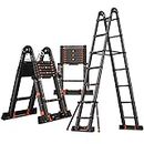 BotaBay Telescoping Ladder, 11.5 Ft Compact Aluminum Extension Ladder, Portable Telescopic RV Ladder for Outdoor Camper Trips Motorhome with Tool Platform and Stabilizer Bar, 330 lb Capacity