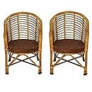 CANE CRAFTS Premium Bamboo Chairs|Kursi|Garden Chairs|Chairs For Living Room, Home, Dining Room, Bedroom, Kitchen, Office, Outdoor & Garden|Dust Free|(Set Of 2), Brown