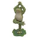 Yoga Frog Tree Pose on Lilly Pad Decorative Garden Home Sculpture Statue