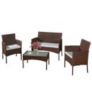 Conjunto de 4 piezas de muebles de jardín de ratán Bellota conversación exterior-marrón