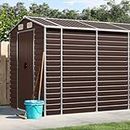 vidaXL Galvanized Steel Garden Shed with Ample Storage, Convenient Handles, Ventilated Design, Sloping Roof - Brown