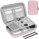 ProCase Travel Electronic Accessories Organizer, Case for MacBook Power Adapter Apple Magic Mouse 2 Apple Pencil USB Flash Disk SD Card iPhone iPad Chargers -Rosegold