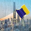 Diazola Magnetic Double-Sided Window Cleaner Glazed Squeegee Washing Equipment with 2 Extra Cleaning Cotton Pads for Glass Cleaning(Yellow)