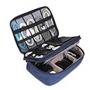 SaleOn Electronics Accessories Organizer Pouch Bag for Cables, iPad, Wire Headphone, Cable, Charger & Other Electronic Accessories, Waterproof Tech Gift with Mesh Pockets for Business Travel - Blue