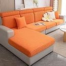 Universal Ice Silk Elastic Sofa Cover,Cooling Couch Cover for Summer,Anti-Slip Wear-Resistant High Stretch Magic Sofa Cushion Covers,Furniture Protector for Cats,Dogs,Pets,Kids. (L, Orange)