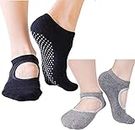 CHOUYOUAGAIN 2 Pairs Non Slip/Skid Yoga Socks for Women,Pilates,Barre,Ballet,Trampolines,Bikram,Grip Sox