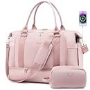 Gym Bag for Women LOVEVOOK Travel Duffel Bag with USB Charging Port, Light Pink, Medium