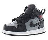 Nike Jordan Kids Preschool 1 Mid Basketball Shoes 640734, Black/Gym Red-particle Grey, 9 Toddler