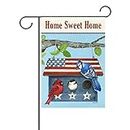 MASSIKOA Beautiful Bird American Flag Birdhouse Sweet Home Garden Flag Double-Sized Print Decorative Holiday Home Flag , 28 x 40 inches