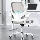Kensaker Office Desk Chair with Lumbar Support Ergonomic Mesh Office Chair with Wheels and Flip-up Armrests Adjustable Height Swivel Computer Chair for Home and Office (Grey)