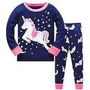 LitBud Little Girls Kids Unicorn Pajamas Sleepwears 2pcs Long Sleeves Pjs Nightwear Tops + Pants Sets Nightwear for Toddler Size 2-3 Years 3T