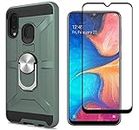 Cuoqing Samsung Galaxy A40 Case, With 1 Screen Protector, Silicone Shockproof Hard Protective Phone Cover With Ring Stand for Samsung Galaxy A40,Dark Green