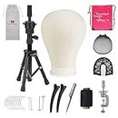 Neverland Beauty & Health Wig Head 23 Inch,Wig Stand Tripod with Mannequin Head,Wig Head Stand with Canvas Head for Wigs Making Display with Table Clamp,Wig Caps,Pins Set,Hair Brush&Clips