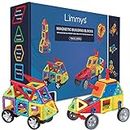 Limmys Magnetic Building Blocks – Unique Magnetic Tiles Construction Toys for Boys and Girls – Includes 74 Pieces and an Idea Booklet – Magnets for Kids with Magnetic shapes