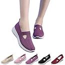 Breathable Soft Sole Orthopedic Casual Shoes, Women's Orthopedic Walking Sneaker Fashion Mesh Up Air Cushion Platform Slip-on (40,Purple)