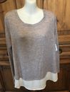 Women’s Old Navy Career Dress Top Shirt Taupe Ivory Brown Med NWT