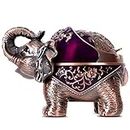 SogYupk Elephant Ashtray-Outdoor Windproof Metal Ashtray with Flip Cover-Indoor Multifunctional Recreation/Office Ashtray, Vintage Drop Resistant Ashtray,Men and Ladies Gift (Purple)