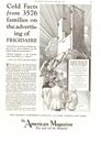 1929 refrigeradores Frigidaire The American Magazine anuncio impreso de 2,2 millones de hogares