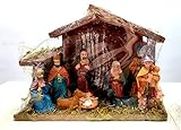 Creative Ideas Decorative Christmas Crib Nativity Set Baby Jesus for Home Decoration - Christmas Gifts for Family Friends - (Resin, Multicolor, 10 Piece) - Christmas/Easter Decorations
