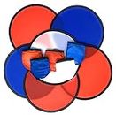 Bulk 12 Patriotic Folding Pocket Fans or Foldable Flexible Flying Discs with Storage Bag Assortment - 9.5" Folding Frisbees in Patriotic Red, White and Blue