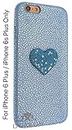 iAccessories Bling Heart Reflective Faux Leather Girls Soft Mobile Phone Back Cover Case for Apple iPhone 6s Plus (Blue)