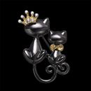 Fashion Metal Couple Queen Cat Brooches Women Clothing Dress Jewelry Accessories