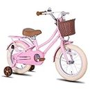 STITCH Manchi 16 Inch Kids Bike for 4-7 Years Old Girls, Girls Bicycle with Stabilisers & Basket,Pink