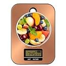 CHILLAXPLUS digital stainless steel kitchen scale | electronic weight machine to measure food for diet, home baking and cooking | sturdy built with hanging design and 2 years warranty (5 KGs) (Copper)
