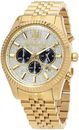 Michael Kors MK8494 Lexington Men Gold Crystal Pave Stainless Chrono Watch + Bag