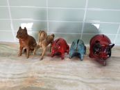 Lot of 5 Cast Iron Coin Banks AC Williams Sitting Boxer, Pigs, Prancing Horse