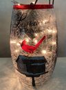 Stony Creek Lighted Crackle Glass Decorative Vase Christmas Cardinal WCX1215