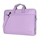 MOSISO 360 Protective Laptop Shoulder Bag Compatible with MacBook Air 15 inch M2 A2941 2023/Pro 16 inch 2023-2019/Pro 15 A1398,15-15.6 inch Notebook,Matching Color Sleeve with Belt,Light Purple