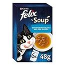 FELIX Soup, Suppe für Katzen mit zarten Stückchen, Geschmacksvielfalt aus dem Wasser, 8er Pack (8 x 6 Beutel à 48g)