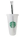 Starbucks 1 Pack Bundle - Reusable Frosted 24 oz Cold Cup with Lid and Green Straw w/Stopper